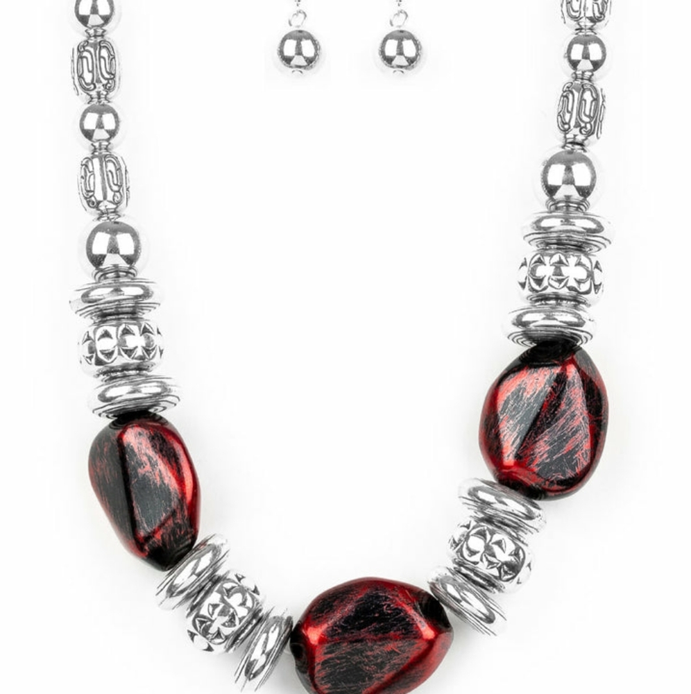 Colorfully Confident - Red Necklace w/earring set (New) - Picture 2 of 3